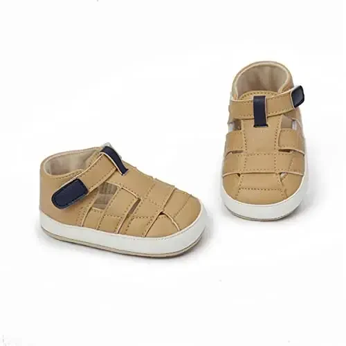 HsdsBebe Baby Boys Girls Pu Leather Hard Bottom Walking Sneakers Toddler Rubber Sole First Walkers Infant Cartoon Slippers Crib Shoes - 3