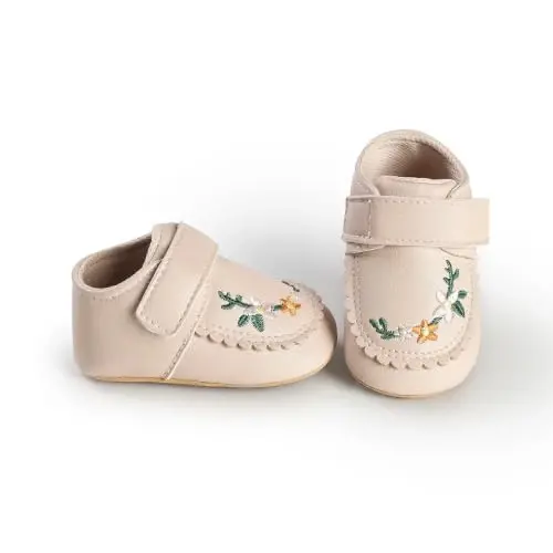 HsdsBebe Baby Boys Girls Pu Leather Hard Bottom Walking Sneakers Toddler Rubber Sole First Walkers Infant Cartoon Slippers Crib Shoes - 3