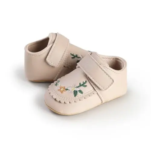 HsdsBebe Baby Boys Girls Pu Leather Hard Bottom Walking Sneakers Toddler Rubber Sole First Walkers Infant Cartoon Slippers Crib Shoes - 4