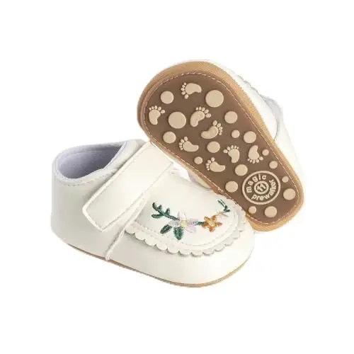 HsdsBebe Baby Boys Girls Pu Leather Hard Bottom Walking Sneakers Toddler Rubber Sole First Walkers Infant Cartoon Slippers Crib Shoes - 1