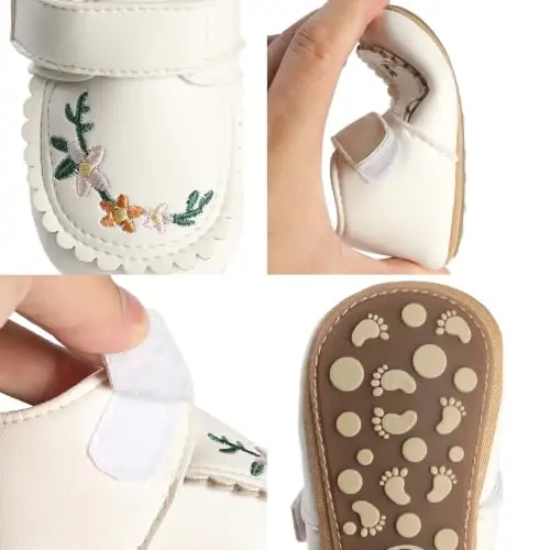 HsdsBebe Baby Boys Girls Pu Leather Hard Bottom Walking Sneakers Toddler Rubber Sole First Walkers Infant Cartoon Slippers Crib Shoes - 6