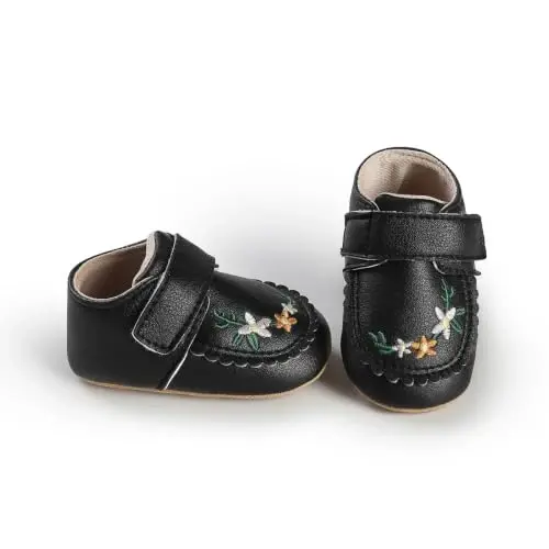 HsdsBebe Baby Boys Girls Pu Leather Hard Bottom Walking Sneakers Toddler Rubber Sole First Walkers Infant Cartoon Slippers Crib Shoes - 3