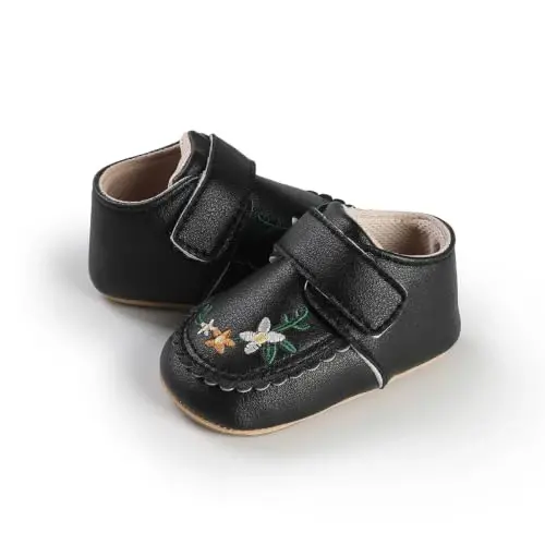 HsdsBebe Baby Boys Girls Pu Leather Hard Bottom Walking Sneakers Toddler Rubber Sole First Walkers Infant Cartoon Slippers Crib Shoes - 4