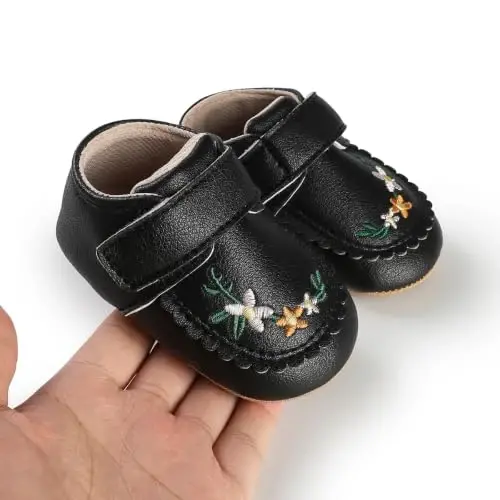 HsdsBebe Baby Boys Girls Pu Leather Hard Bottom Walking Sneakers Toddler Rubber Sole First Walkers Infant Cartoon Slippers Crib Shoes - 5