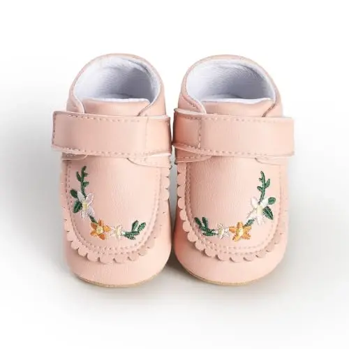 HsdsBebe Baby Boys Girls Pu Leather Hard Bottom Walking Sneakers Toddler Rubber Sole First Walkers Infant Cartoon Slippers Crib Shoes - 6