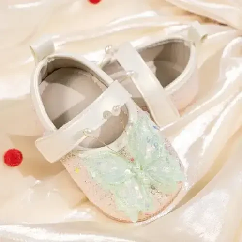 HsdsBebe Baby Girls Mary Jane Flats Non Slip Soft Sole Bowknot Princess Wedding Dress Shoes Toddler First Walkers Infant Newborn Baptism Crib Shoes - 5