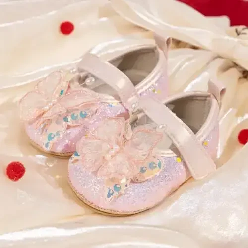 HsdsBebe Baby Girls Mary Jane Flats Non Slip Soft Sole Bowknot Princess Wedding Dress Shoes Toddler First Walkers Infant Newborn Baptism Crib Shoes - 4