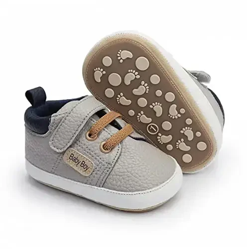 HsdsBebe Baby Boys Girls Pu Leather Hard Bottom Walking Sneakers Toddler Rubber Sole First Walkers Infant Cartoon Slippers Crib Shoes - HSDSBEBE