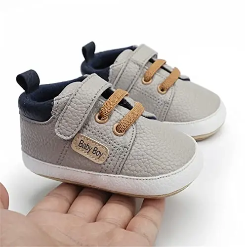 HsdsBebe Baby Boys Girls Pu Leather Hard Bottom Walking Sneakers Toddler Rubber Sole First Walkers Infant Cartoon Slippers Crib Shoes - 3