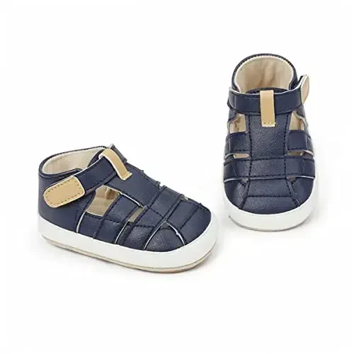 HsdsBebe Baby Boys Girls Pu Leather Hard Bottom Walking Sneakers Toddler Rubber Sole First Walkers Infant Cartoon Slippers Crib Shoes - 3