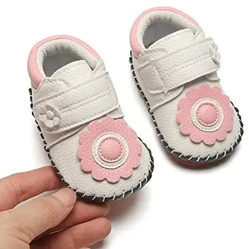 HsdsBebe Baby Boys Girls Pu Leather Hard Bottom Walking Sneakers Toddler Rubber Sole First Walkers Infant Cartoon Slippers Crib Shoes - 4