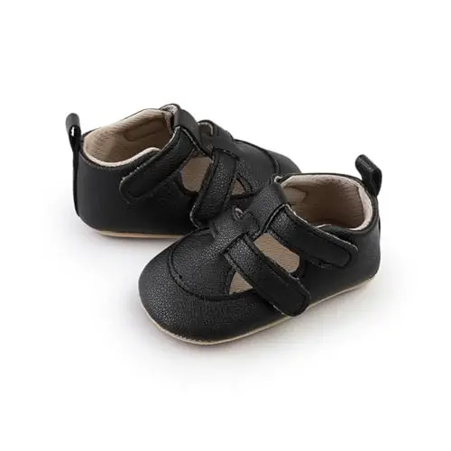 HsdsBebe Baby Boys Girls Pu Leather Hard Bottom Walking Sneakers Toddler Rubber Sole First Walkers Infant Cartoon Slippers Crib Shoes - 4