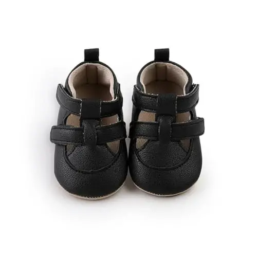 HsdsBebe Baby Boys Girls Pu Leather Hard Bottom Walking Sneakers Toddler Rubber Sole First Walkers Infant Cartoon Slippers Crib Shoes - 5