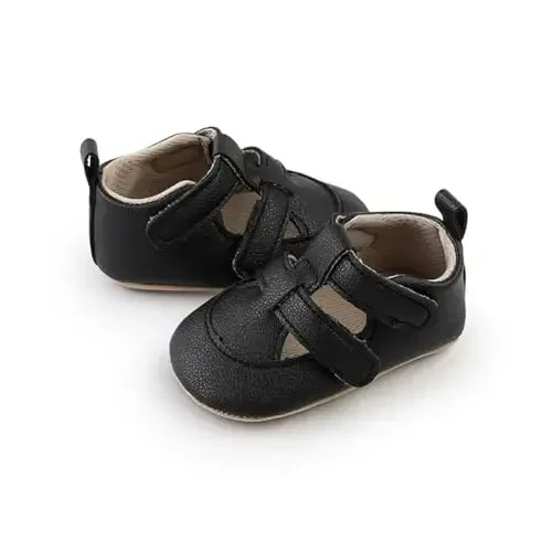 HsdsBebe Baby Boys Girls Pu Leather Hard Bottom Walking Sneakers Toddler Rubber Sole First Walkers Infant Cartoon Slippers Crib Shoes - 4