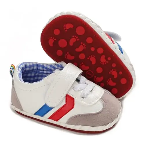 HsdsBebe Baby Boys Girls Pu Leather Hard Bottom Walking Sneakers Toddler Rubber Sole First Walkers Infant Cartoon Slippers Crib Shoes - 1