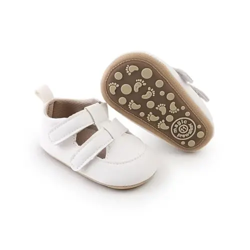 HsdsBebe Baby Boys Girls Pu Leather Hard Bottom Walking Sneakers Toddler Rubber Sole First Walkers Infant Cartoon Slippers Crib Shoes - 3