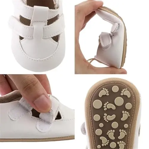 HsdsBebe Baby Boys Girls Pu Leather Hard Bottom Walking Sneakers Toddler Rubber Sole First Walkers Infant Cartoon Slippers Crib Shoes - 5