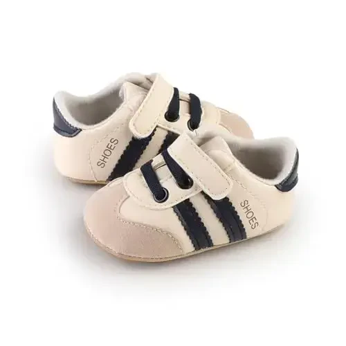 HsdsBebe Baby Boys Girls Pu Leather Hard Bottom Walking Sneakers Toddler Rubber Sole First Walkers Infant Cartoon Slippers Crib Shoes - 3