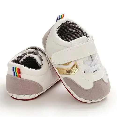 HsdsBebe Baby Boys Girls Pu Leather Hard Bottom Walking Sneakers Toddler Rubber Sole First Walkers Infant Cartoon Slippers Crib Shoes - 3