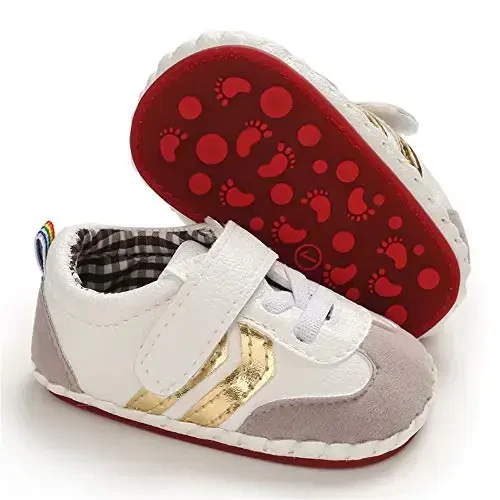 HsdsBebe Baby Boys Girls Pu Leather Hard Bottom Walking Sneakers Toddler Rubber Sole First Walkers Infant Cartoon Slippers Crib Shoes - HSDSBEBE