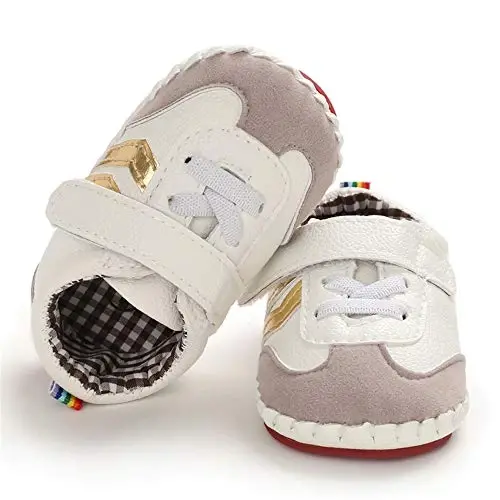 HsdsBebe Baby Boys Girls Pu Leather Hard Bottom Walking Sneakers Toddler Rubber Sole First Walkers Infant Cartoon Slippers Crib Shoes - 4