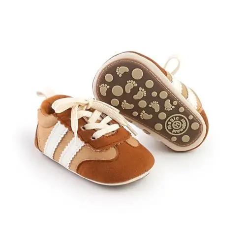 HsdsBebe Baby Boys Girls Pu Leather Hard Bottom Walking Sneakers Toddler Rubber Sole First Walkers Infant Cartoon Slippers Crib Shoes - 3