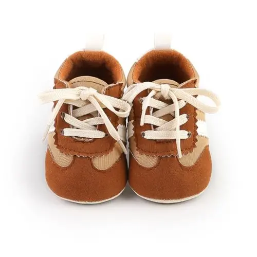 HsdsBebe Baby Boys Girls Pu Leather Hard Bottom Walking Sneakers Toddler Rubber Sole First Walkers Infant Cartoon Slippers Crib Shoes - 5