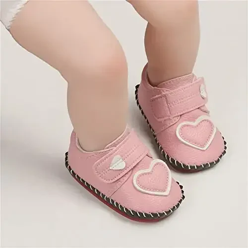 HsdsBebe Baby Boys Girls Pu Leather Hard Bottom Walking Sneakers Toddler Rubber Sole First Walkers Infant Cartoon Slippers Crib Shoes - 4