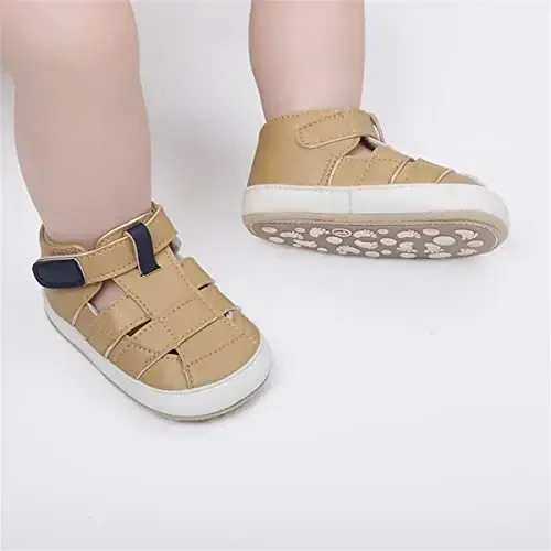 HsdsBebe Baby Boys Girls Pu Leather Hard Bottom Walking Sneakers Toddler Rubber Sole First Walkers Infant Cartoon Slippers Crib Shoes - HSDSBEBE (1)