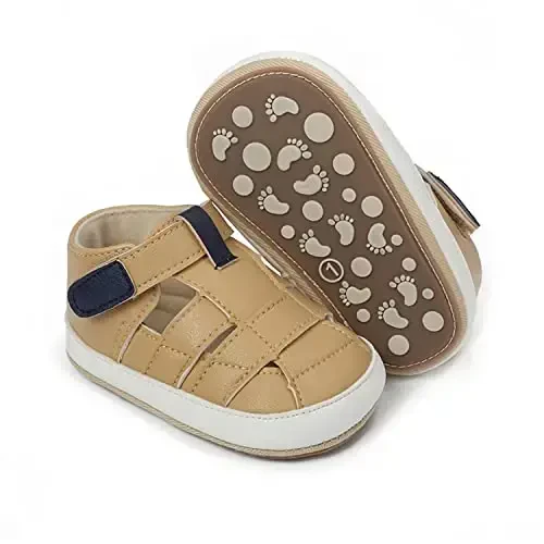 HsdsBebe Baby Boys Girls Pu Leather Hard Bottom Walking Sneakers Toddler Rubber Sole First Walkers Infant Cartoon Slippers Crib Shoes 