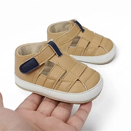 HsdsBebe Baby Boys Girls Pu Leather Hard Bottom Walking Sneakers Toddler Rubber Sole First Walkers Infant Cartoon Slippers Crib Shoes - 4