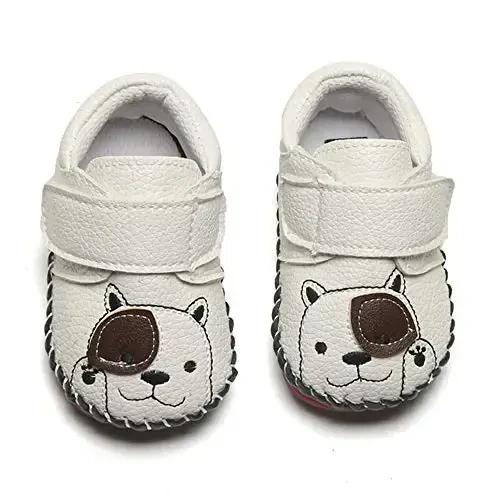HsdsBebe Baby Boys Girls Pu Leather Hard Bottom Walking Sneakers Toddler Rubber Sole First Walkers Infant Cartoon Slippers Crib Shoes - 3