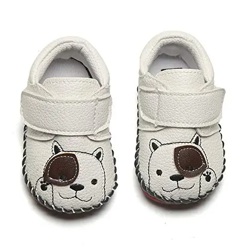 HsdsBebe Baby Boys Girls Pu Leather Hard Bottom Walking Sneakers Toddler Rubber Sole First Walkers Infant Cartoon Slippers Crib Shoes - 3