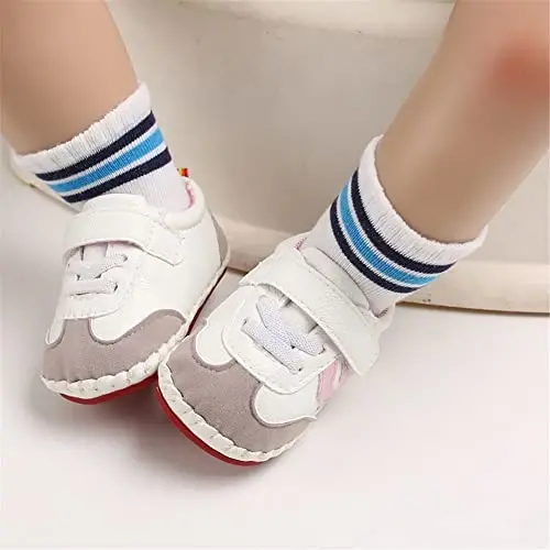 HsdsBebe Baby Boys Girls Pu Leather Hard Bottom Walking Sneakers Toddler Rubber Sole First Walkers Infant Cartoon Slippers Crib Shoes - 2