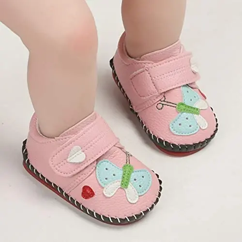 HsdsBebe Baby Boys Girls Pu Leather Hard Bottom Walking Sneakers Toddler Rubber Sole First Walkers Infant Cartoon Slippers Crib Shoes - 5