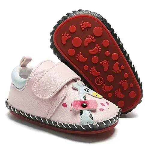 HsdsBebe Baby Boys Girls Pu Leather Hard Bottom Walking Sneakers Toddler Rubber Sole First Walkers Infant Cartoon Slippers Crib Shoes - HSDSBEBE