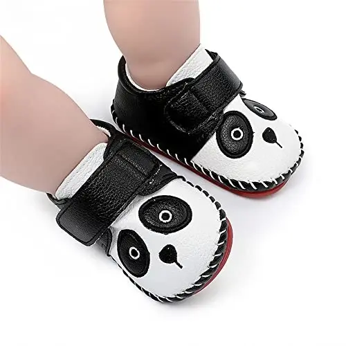 HsdsBebe Baby Boys Girls Pu Leather Hard Bottom Walking Sneakers Toddler Rubber Sole First Walkers Infant Cartoon Slippers Crib Shoes - 4