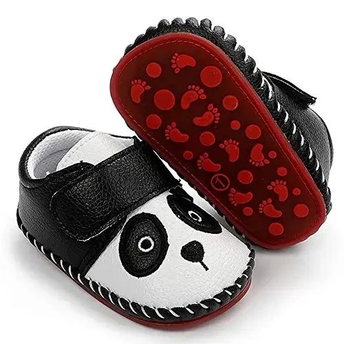 HsdsBebe Baby Boys Girls Pu Leather Hard Bottom Walking Sneakers Toddler Rubber Sole First Walkers Infant Cartoon Slippers Crib Shoes 