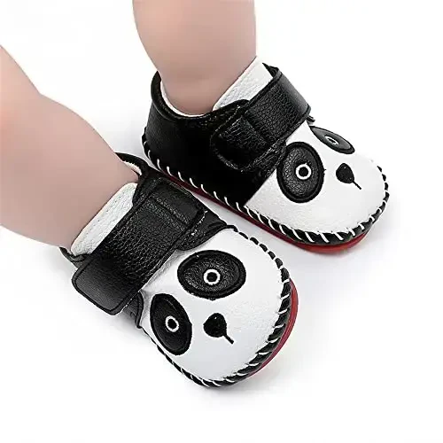 HsdsBebe Baby Boys Girls Pu Leather Hard Bottom Walking Sneakers Toddler Rubber Sole First Walkers Infant Cartoon Slippers Crib Shoes - 4