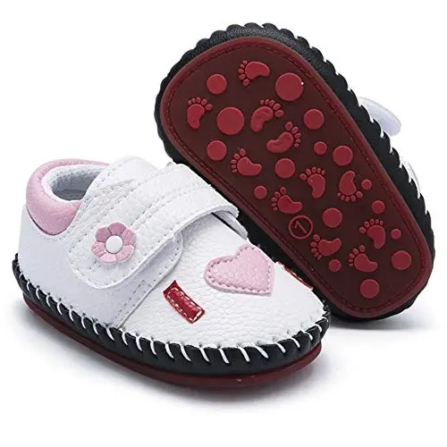 HsdsBebe Baby Boys Girls Pu Leather Hard Bottom Walking Sneakers Toddler Rubber Sole First Walkers Infant Cartoon Slippers Crib Shoes - 1