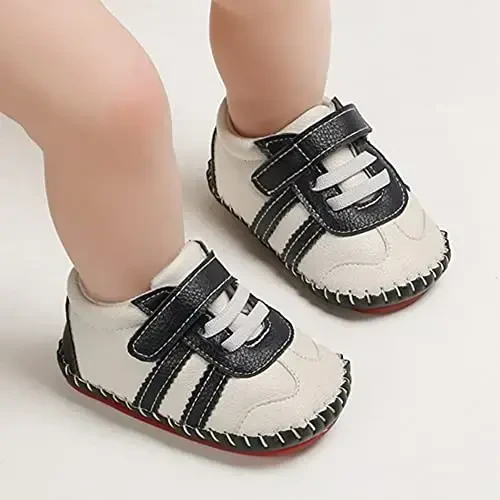HsdsBebe Baby Boys Girls Pu Leather Hard Bottom Walking Sneakers Toddler Rubber Sole First Walkers Infant Cartoon Slippers Crib Shoes - 3