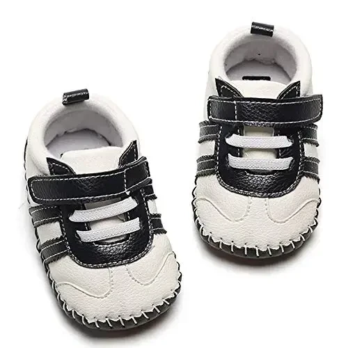 HsdsBebe Baby Boys Girls Pu Leather Hard Bottom Walking Sneakers Toddler Rubber Sole First Walkers Infant Cartoon Slippers Crib Shoes - 4