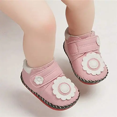 HsdsBebe Baby Boys Girls Pu Leather Hard Bottom Walking Sneakers Toddler Rubber Sole First Walkers Infant Cartoon Slippers Crib Shoes - 4