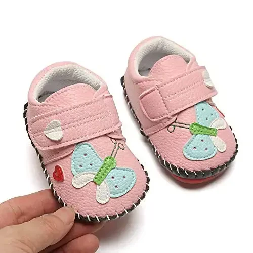 HsdsBebe Baby Boys Girls Pu Leather Hard Bottom Walking Sneakers Toddler Rubber Sole First Walkers Infant Cartoon Slippers Crib Shoes - 3
