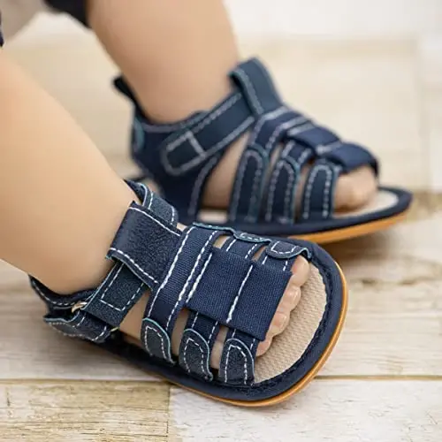 HsdsBebe Infant Baby Boys Girls Summer Beach Sandals Breathable Athletic Anti-slip Soft Sole Newborn First Walker Crib Shoes - 2