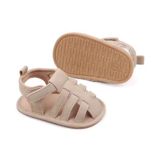 HsdsBebe Infant Baby Boys Girls Summer Beach Sandals Breathable Athletic Anti-slip Soft Sole Newborn First Walker Crib Shoes - 1