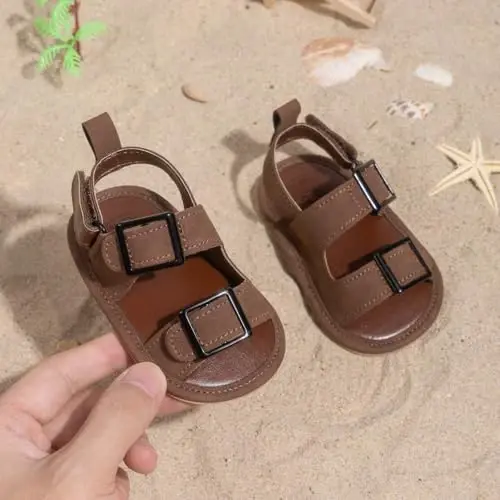 HsdsBebe Infant Baby Boys Girls Summer Beach Sandals Breathable Athletic Anti-slip Soft Sole Newborn First Walker Crib Shoes - 2