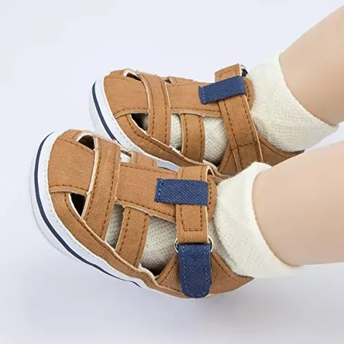 HsdsBebe Infant Baby Boys Girls Summer Beach Sandals Breathable Athletic Anti-slip Soft Sole Newborn First Walker Crib Shoes - 2