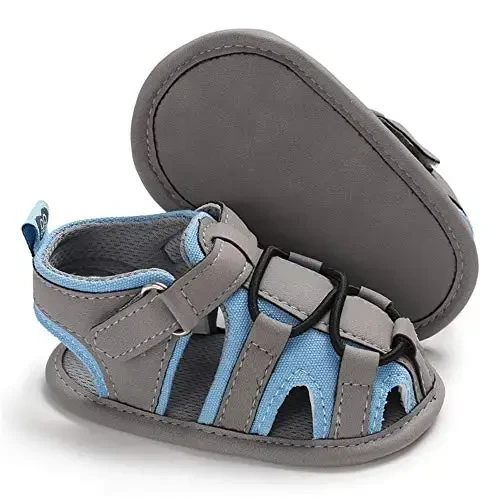 HsdsBebe Infant Baby Boys Girls Summer Beach Sandals Breathable Athletic Anti-slip Soft Sole Newborn First Walker Crib Shoes - 3