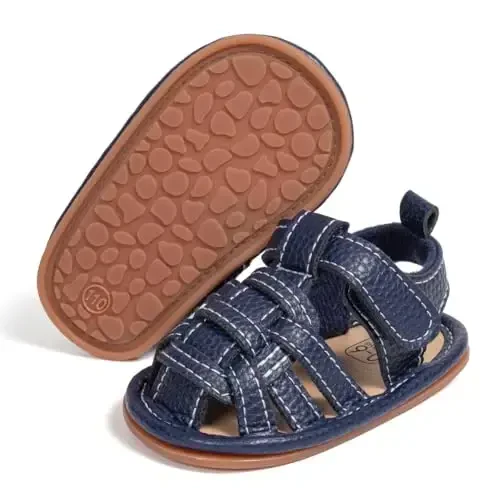 HsdsBebe Infant Baby Boys Girls Summer Beach Sandals Breathable Athletic Anti-slip Soft Sole Newborn First Walker Crib Shoes - 3